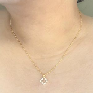 24K Gold Filled Necklace with 14K Gold Filled Clover Charm